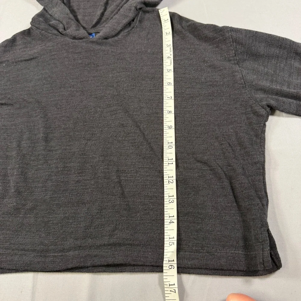 Old Navy Kids Large 10-12 Charcoal Gray Pullover Hoodie Cotton Blend Slub Knit
